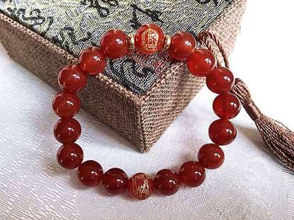 Red Agate Eight Guardian Zodiac Natal Buddha/Bodhisattva Six Words Proverbs Beads Bracelet